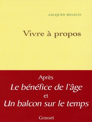 cover image of Vivre à propos